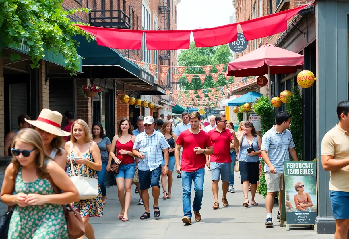 Families enjoying summer events in Williamsburg with discounts.