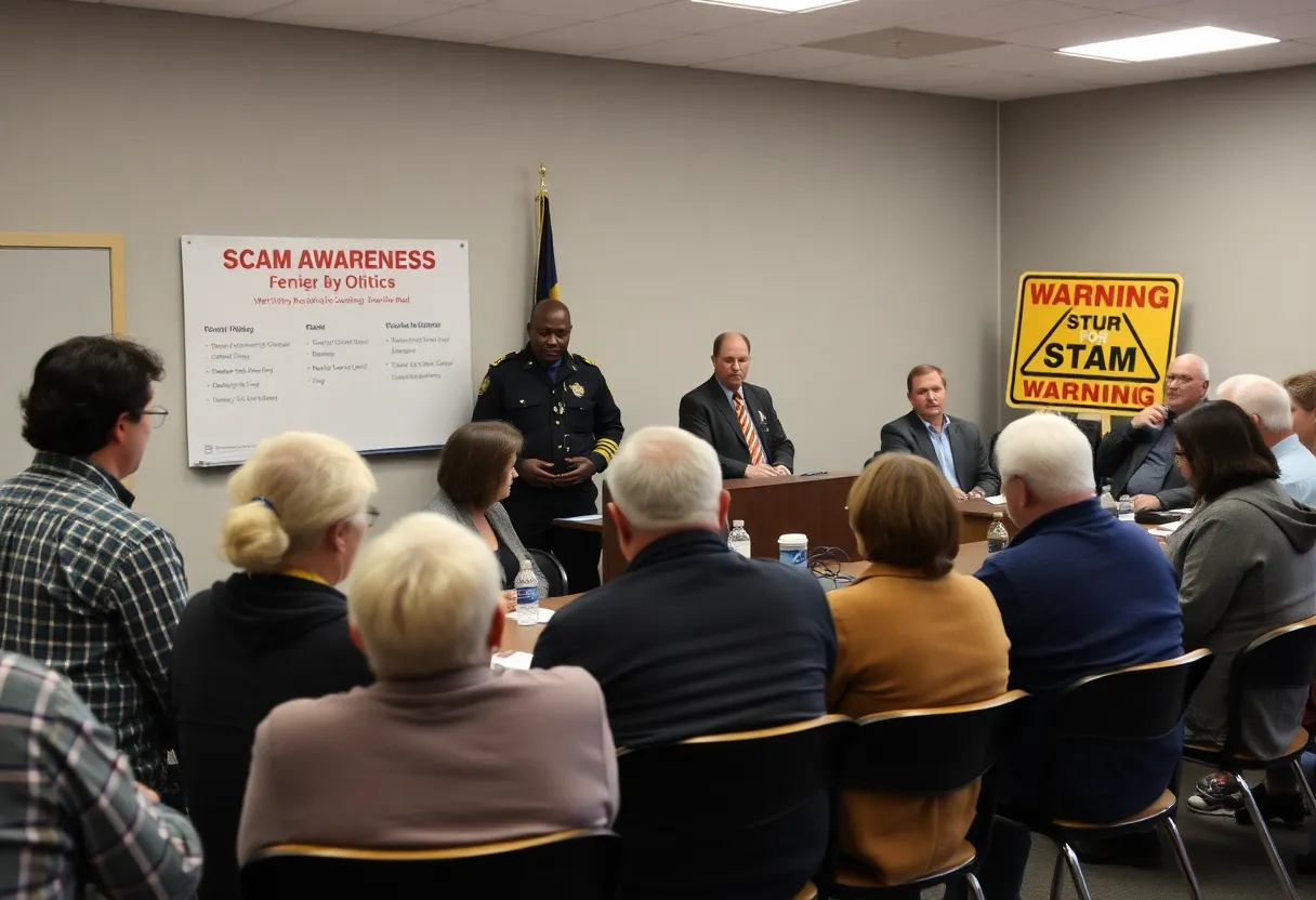 Community members discussing scam alerts in Williamsburg
