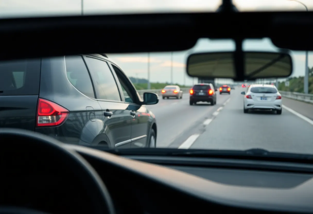 Traffic incident on highway depicting road rage