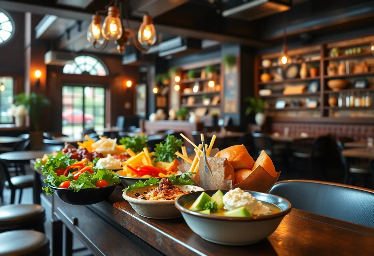 Interior of Amber Ox Public House showcasing seasonal dishes and cozy atmosphere