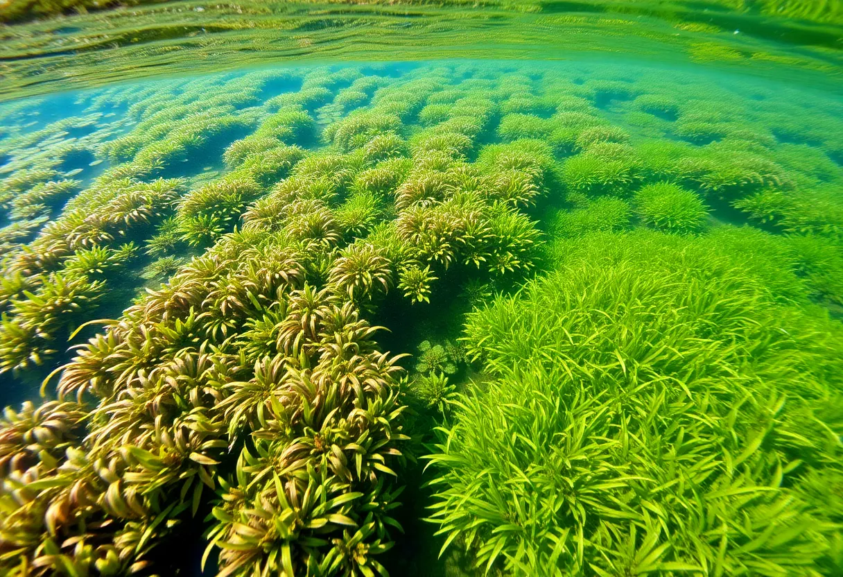 Underwater scene showing diverse aquatic vegetation in Chesapeake Bay
