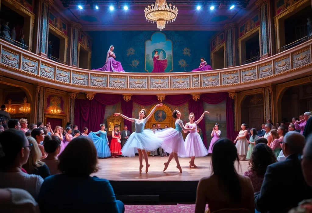 Dancers performing Cinderella ballet on stage