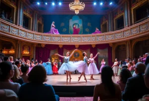Dancers performing Cinderella ballet on stage