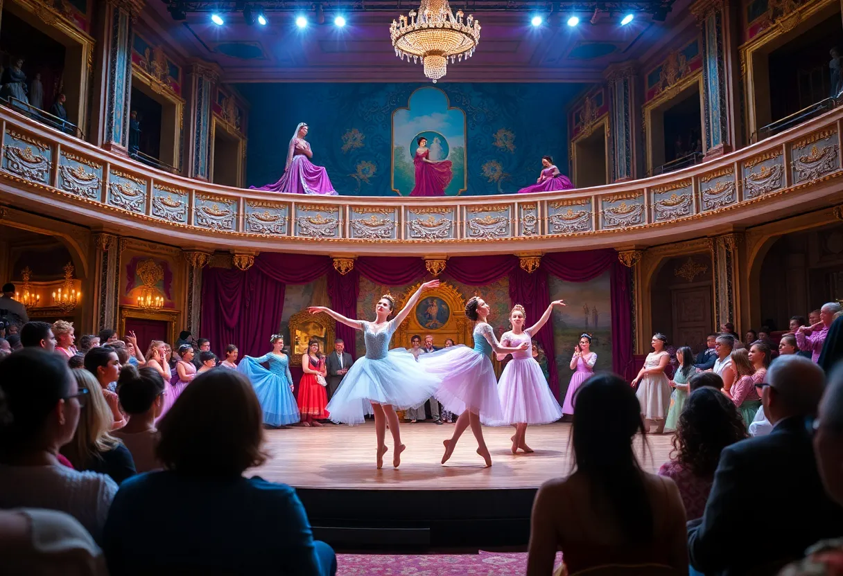 Dancers performing Cinderella ballet on stage