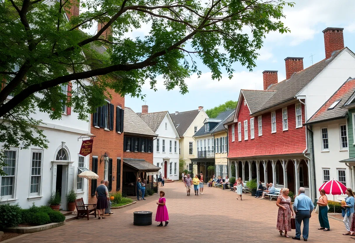 A historical scene from Colonial Williamsburg depicting the community during the 18th century.