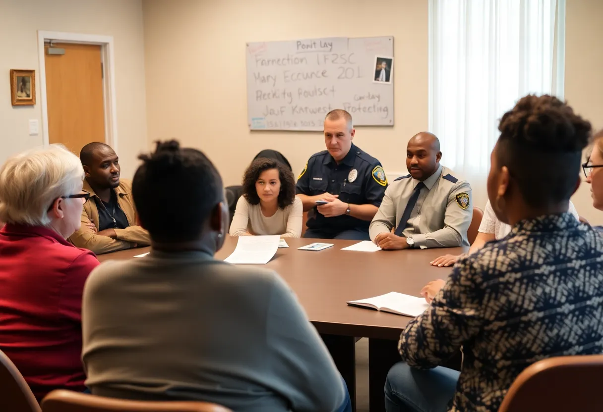 Community meeting discussing safety measures in light of recent abductions