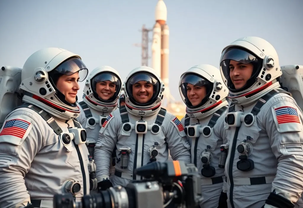 Diverse astronauts preparing for the ISS mission
