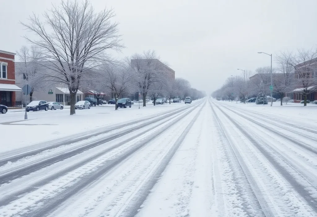 Snow-covered streets of Hampton Roads after winter storm
