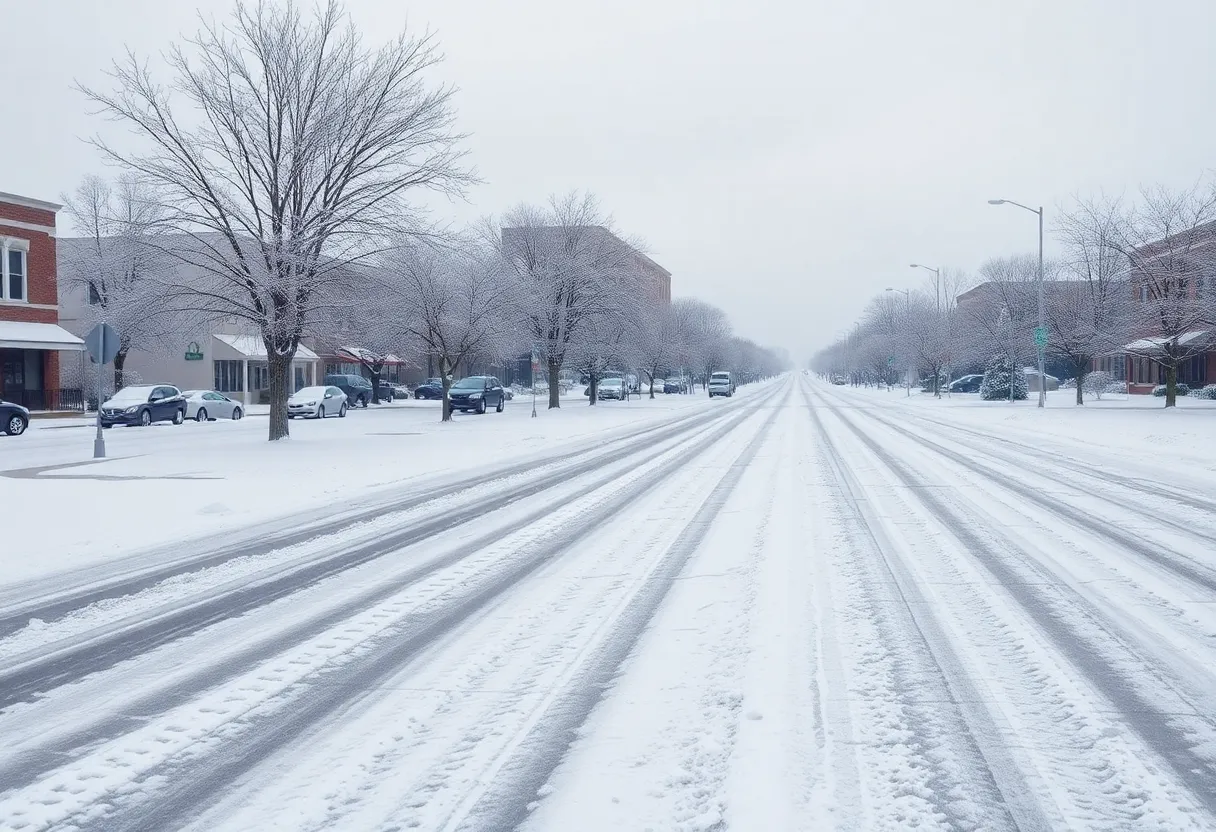 Snow-covered streets of Hampton Roads after winter storm