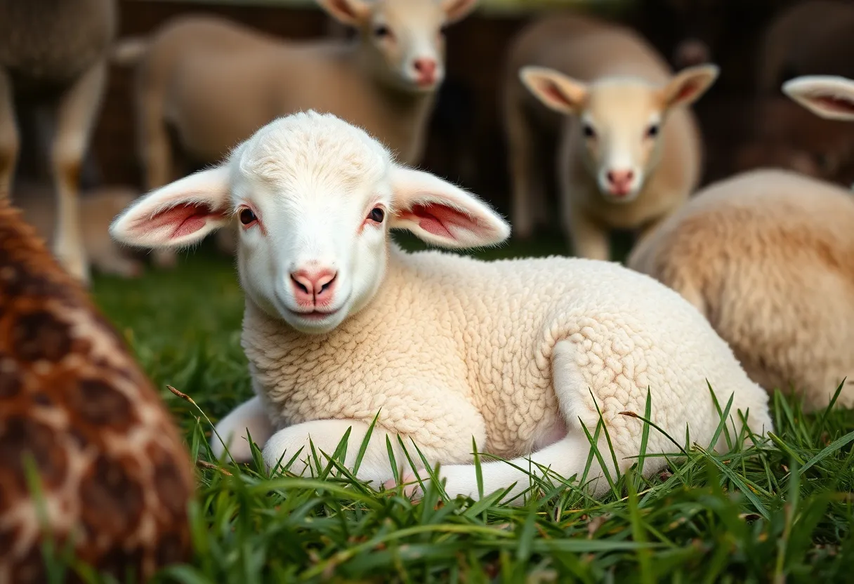 Huckleberry the lamb at Life with Pigs sanctuary