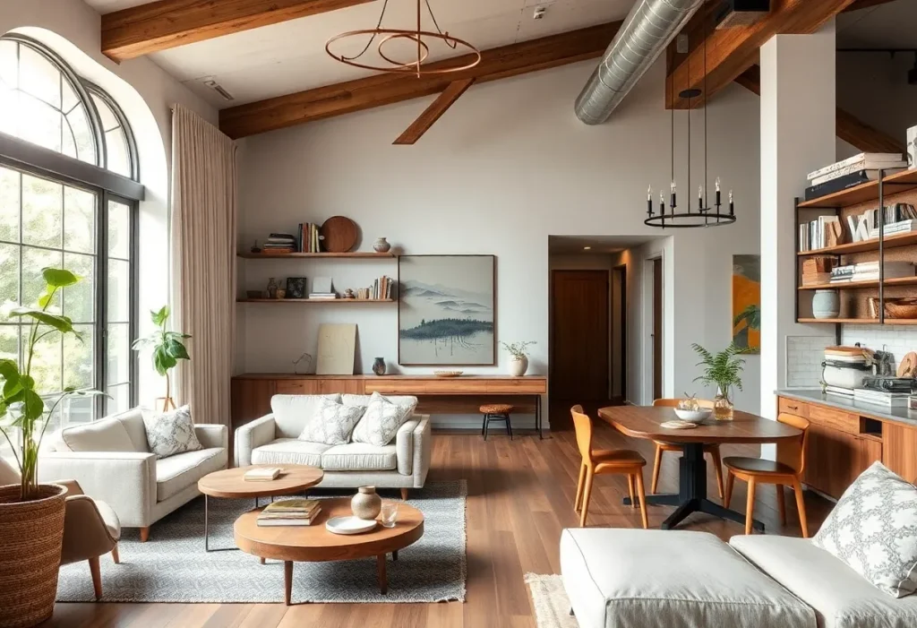 Interior design showcasing sustainable materials and elegant furnishings.