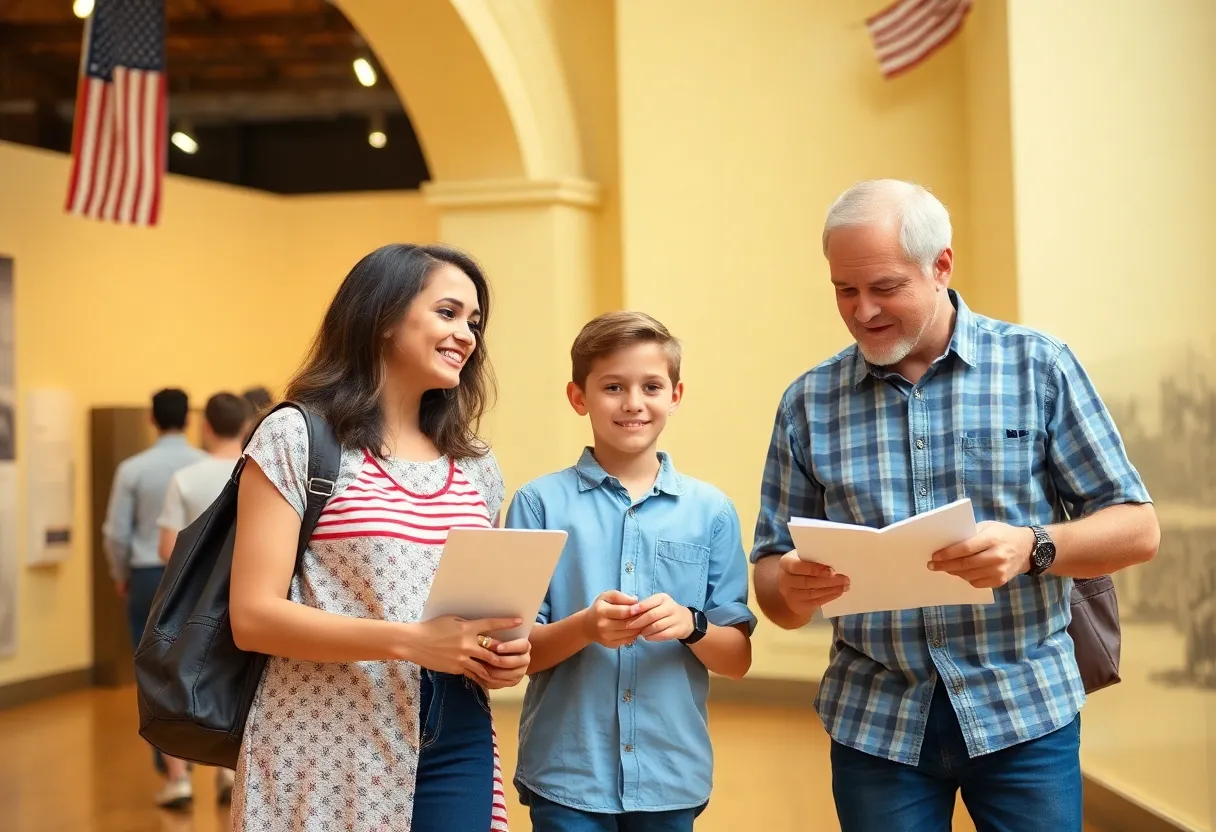 Families participating in educational activities at Jamestown museums