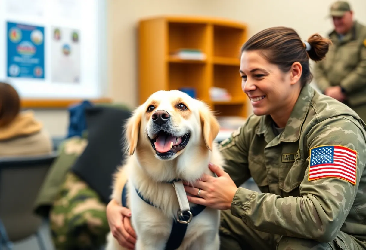 Leader the Rottweiler providing support to military service members.