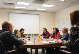 School district meeting for leadership transition