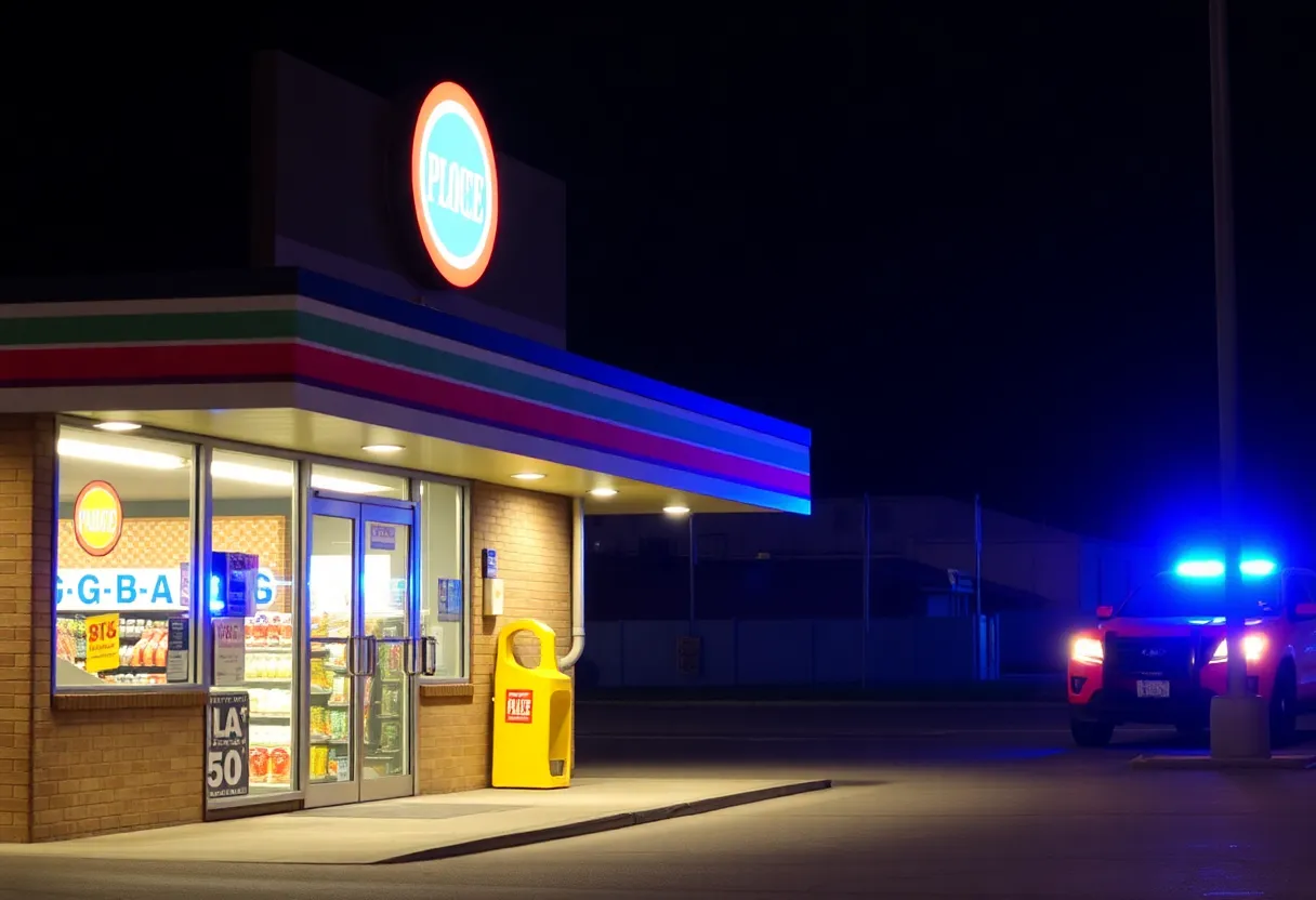 Police presence at a convenience store after a shooting incident