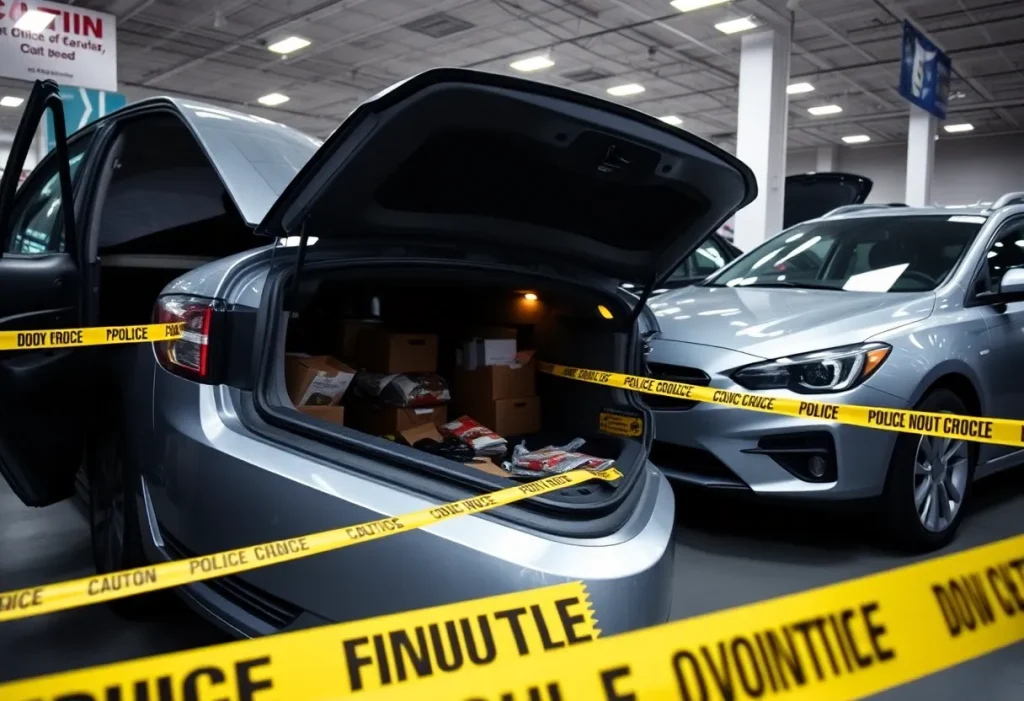 Law enforcement investigation at car dealership