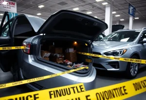 Law enforcement investigation at car dealership