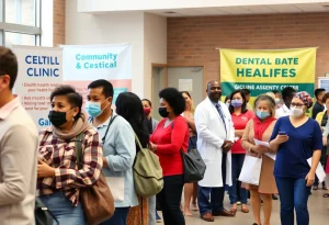 Community members awaiting health services at a Newport News clinic