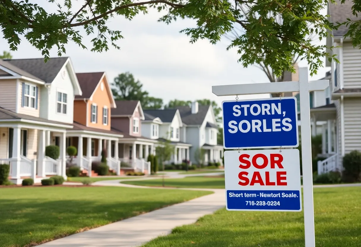 Residential neighborhood in Newport News with rental signs