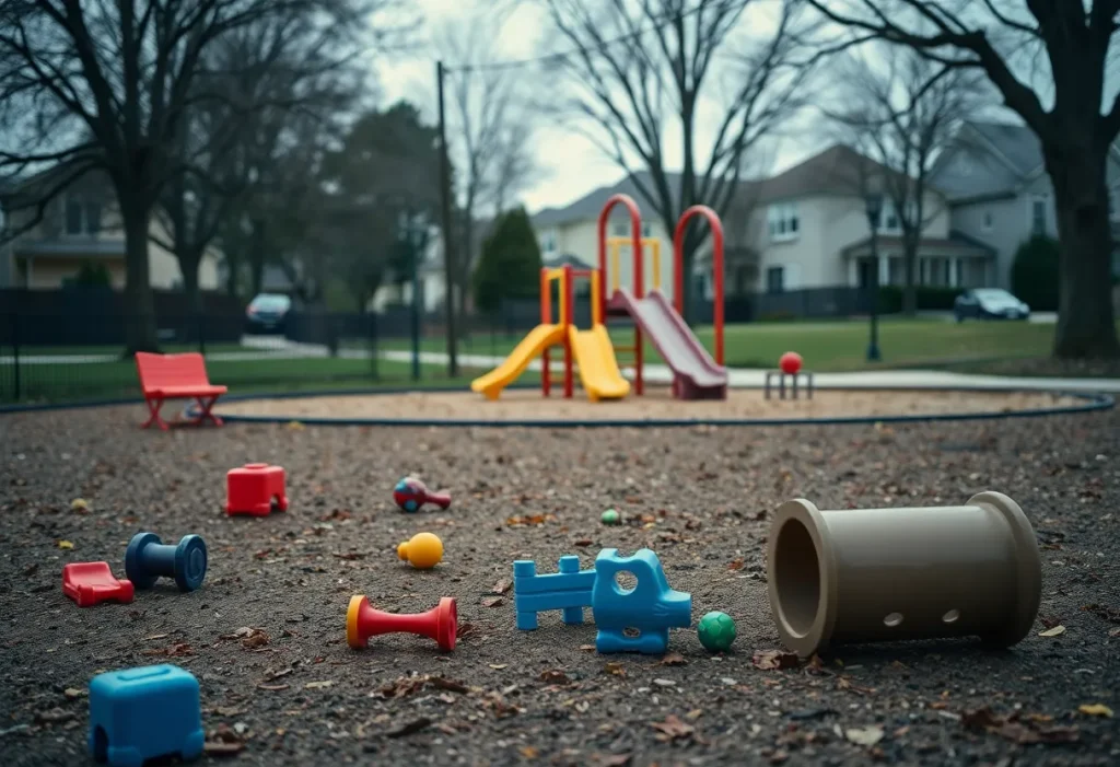 Empty playground in Newport News highlighting child safety concerns