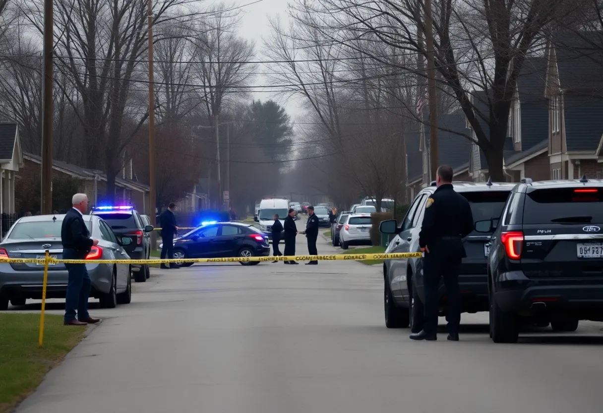 Police officers investigating a shooting scene in Newport News
