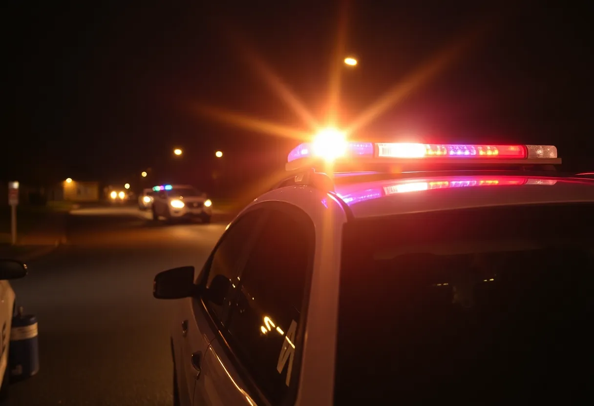 Police car responding to a crime scene in Newport News
