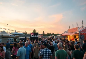 Festival attendees enjoying craft beers at the Roar & Pour event.