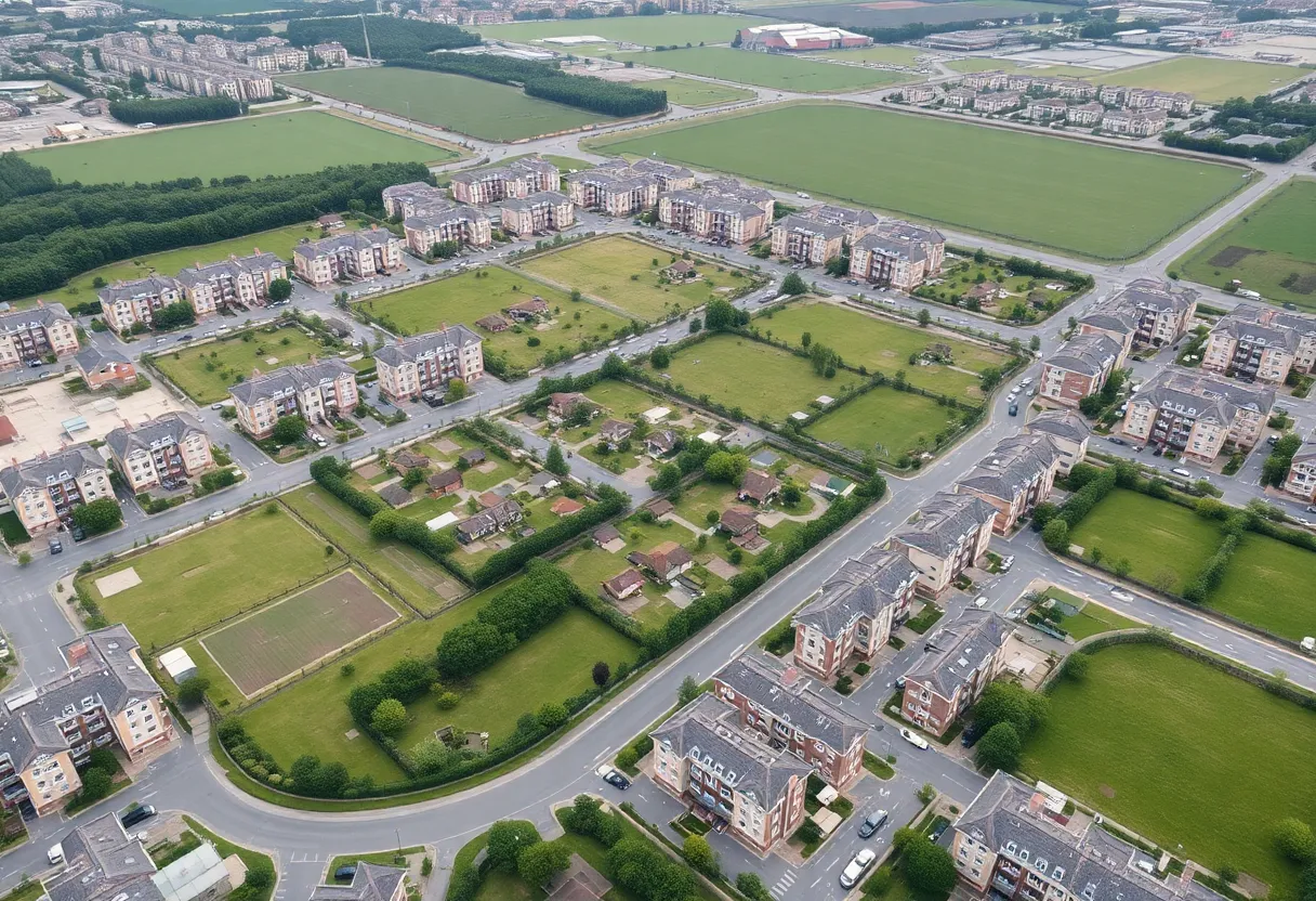 Aerial view of the Spratley Mill housing development site in Surry County.