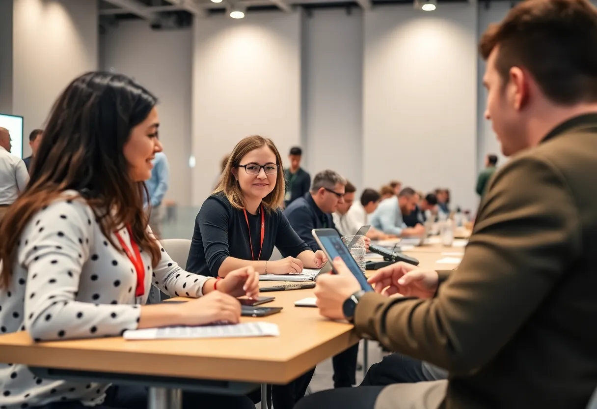 Participants showcasing innovative solutions at the Startup World Cup Virginia Finals.