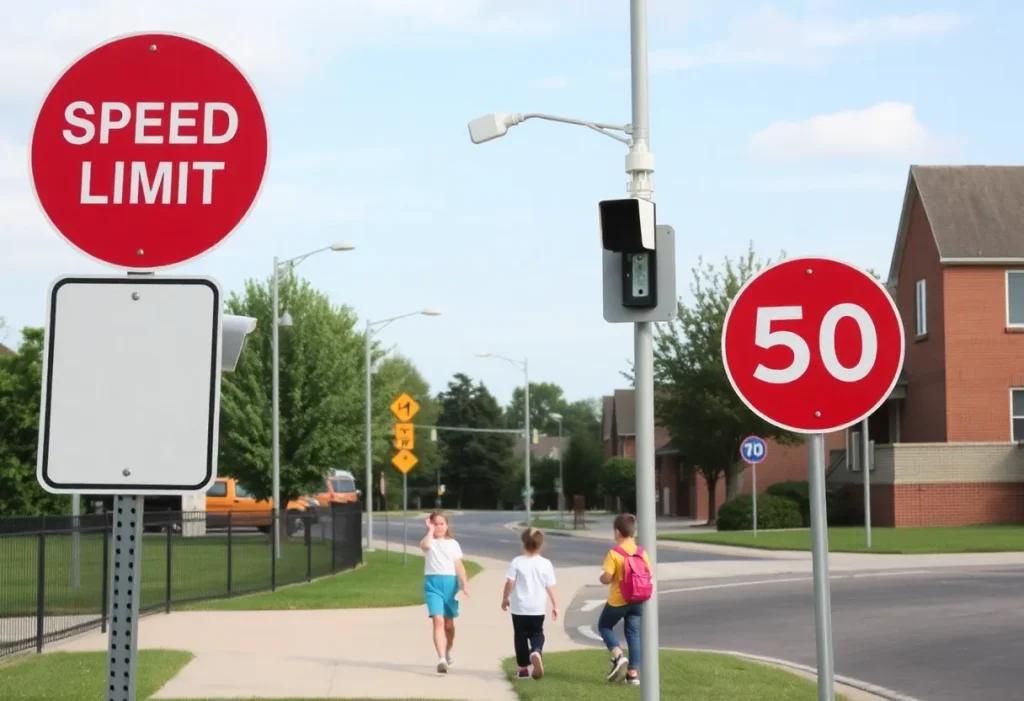 Automated speed camera installation in a school zone
