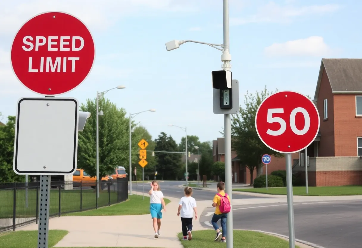 Automated speed camera installation in a school zone
