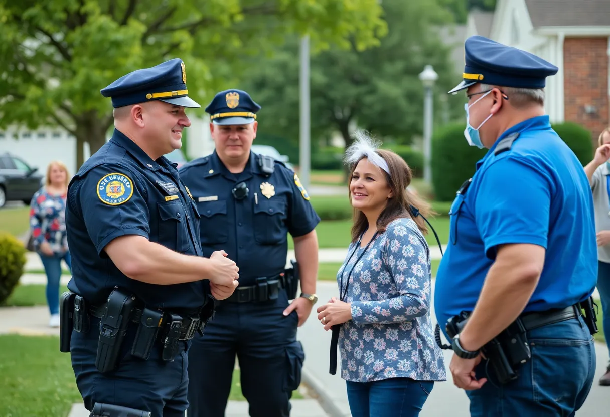 Police officers engaging with members of the Virginia community