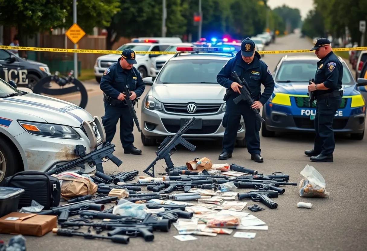 Virginia State Police officers recovering firearms and illegal drugs during a crime suppression operation.