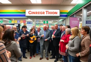 Community members celebrating at the Wawa grand opening