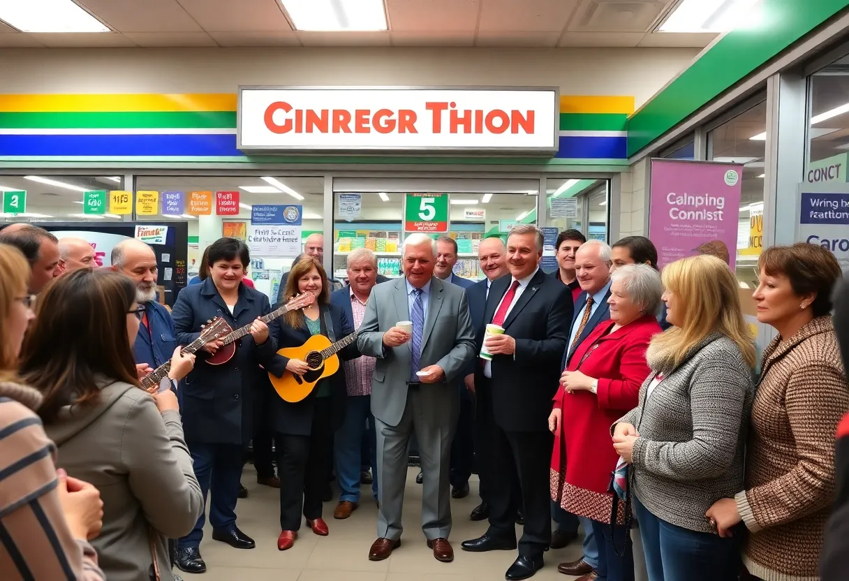 Community members celebrating at the Wawa grand opening