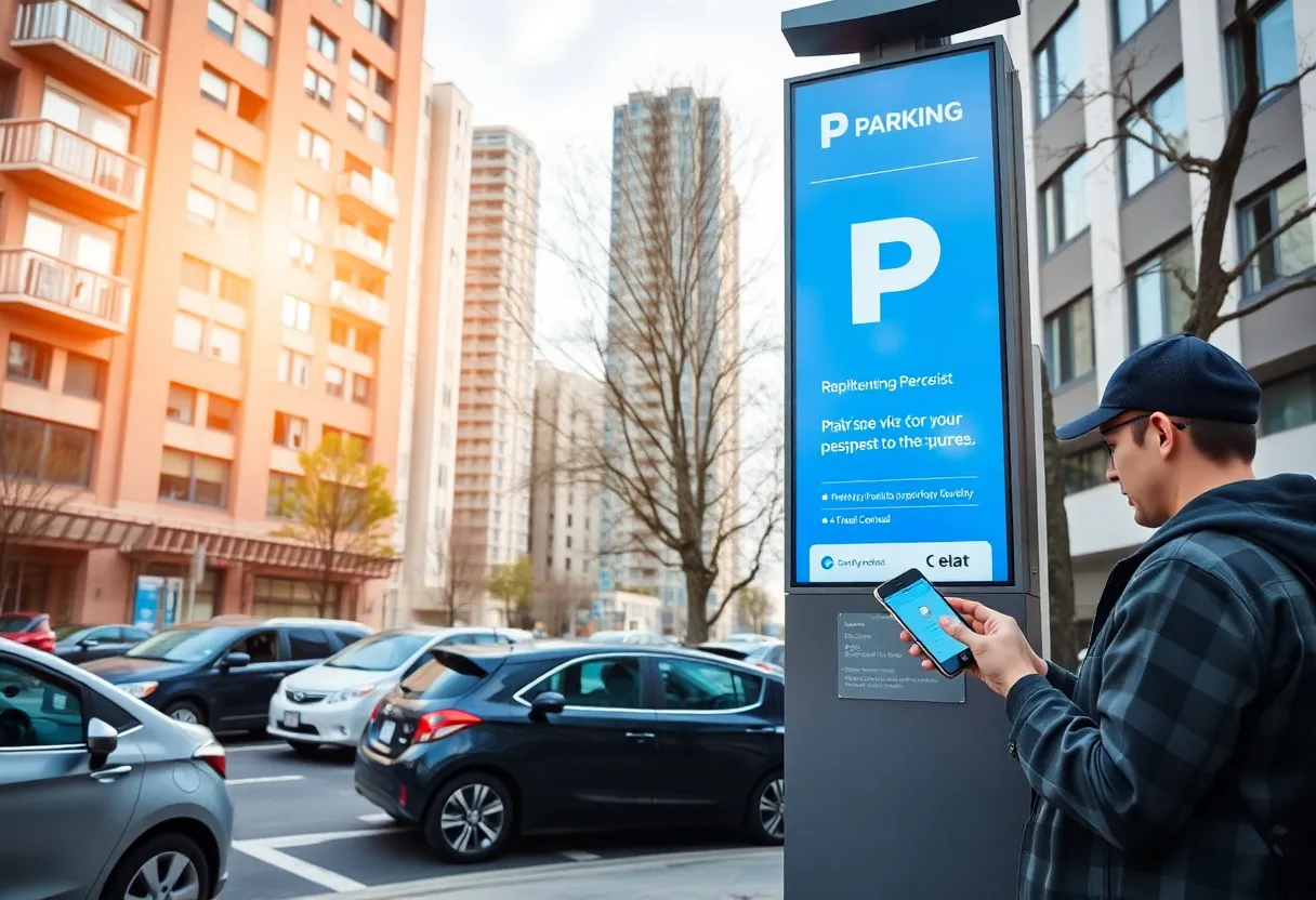 City residents managing digital parking permits on their devices.