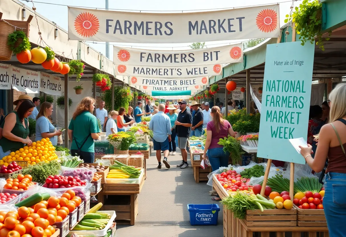 A lively scene at Williamsburg Farmers Market during the National Farmers Market Week