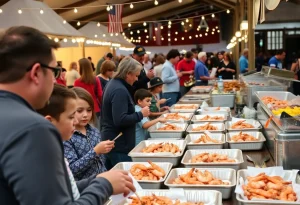 Families enjoying shrimp and festivities at Williamsburg Kiwanis Shrimp Feast