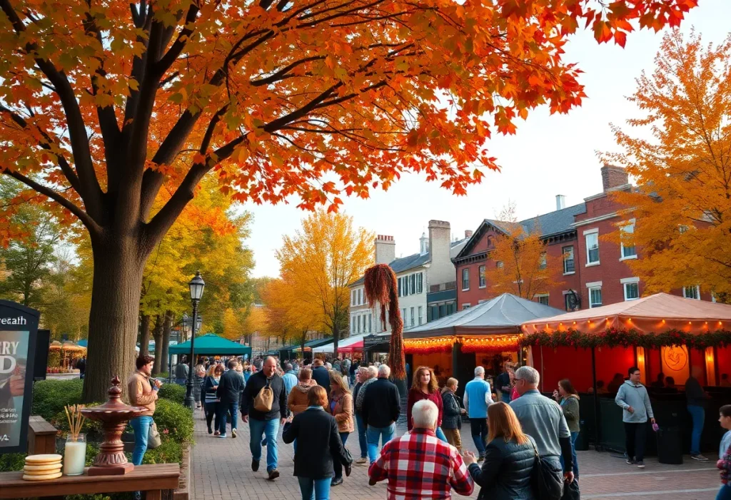 People enjoying pancakes and outdoor events in Williamsburg during September.