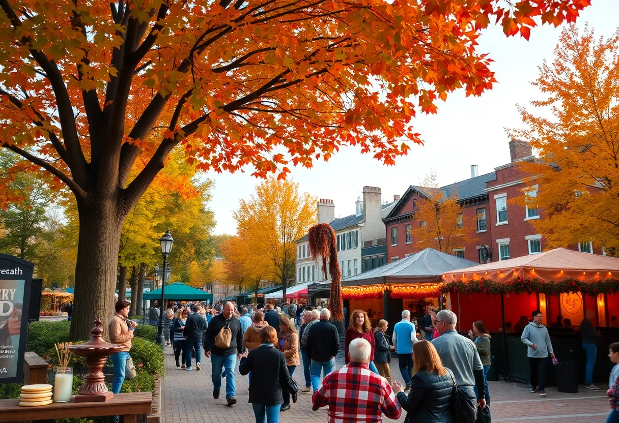 People enjoying pancakes and outdoor events in Williamsburg during September.