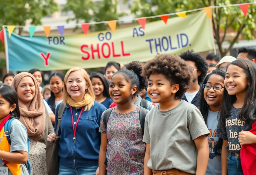 Community event celebrating the start of the school year with educators and students in Williamsburg