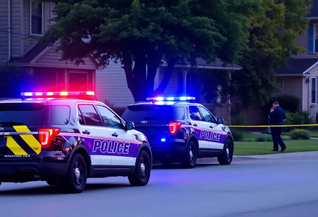 Police vehicles during a standoff situation in York County