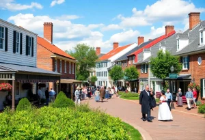 Colonial Williamsburg historic streets with colonial architecture