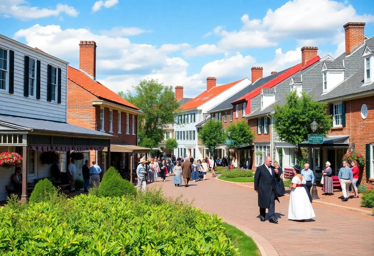 Colonial Williamsburg historic streets with colonial architecture