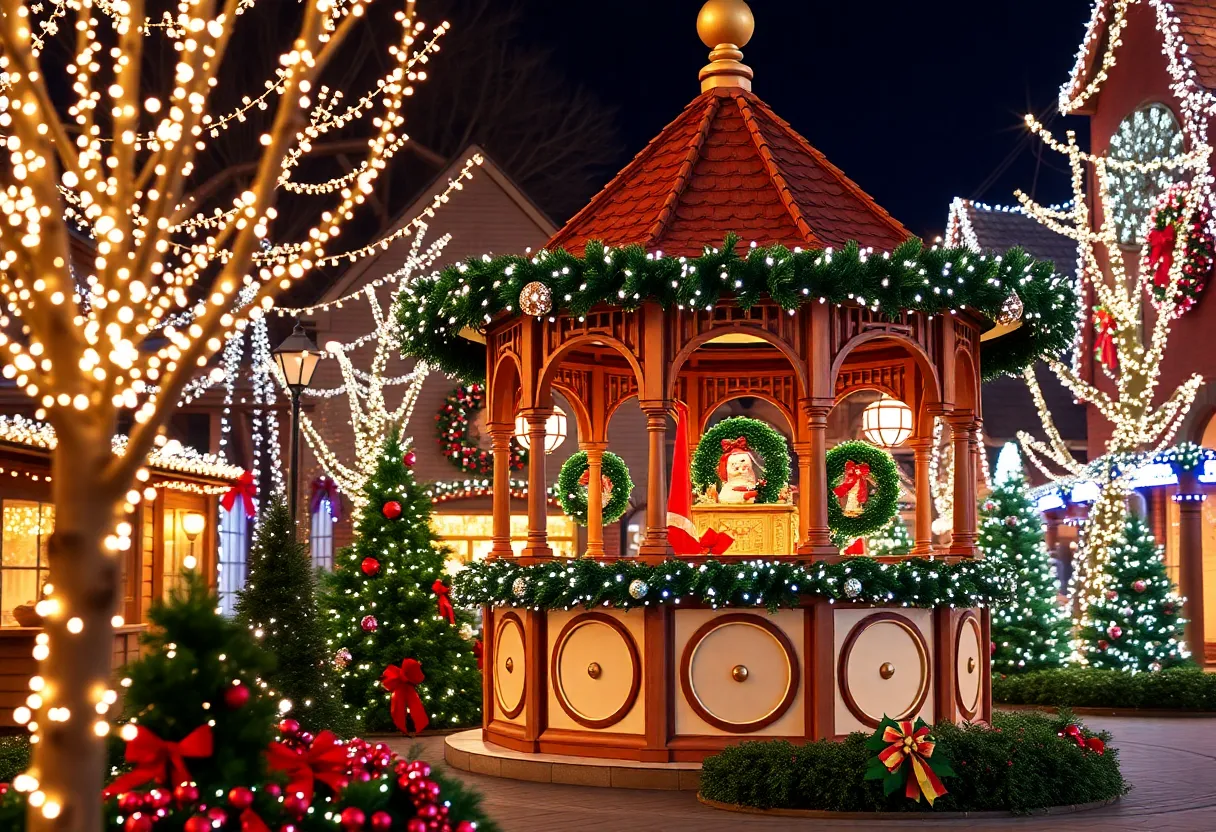 A captivating Christmas village at Dallas Arboretum with lights and decorations
