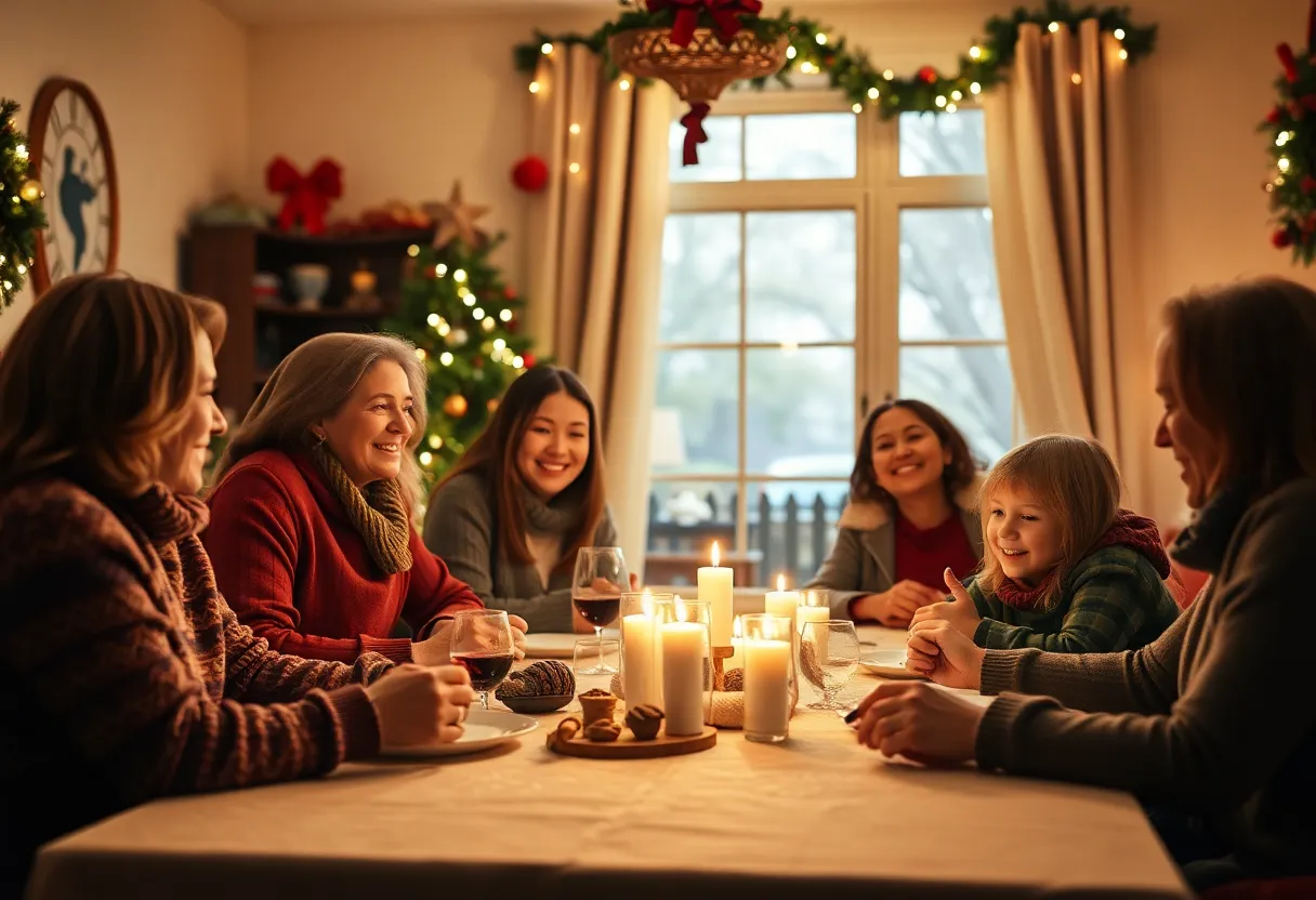 A family gathering during the holidays, symbolizing love and connection.