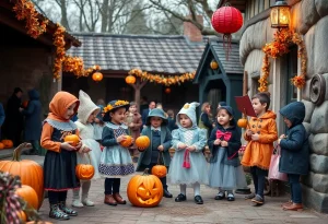 Children enjoying family-friendly Halloween activities at Jamestown