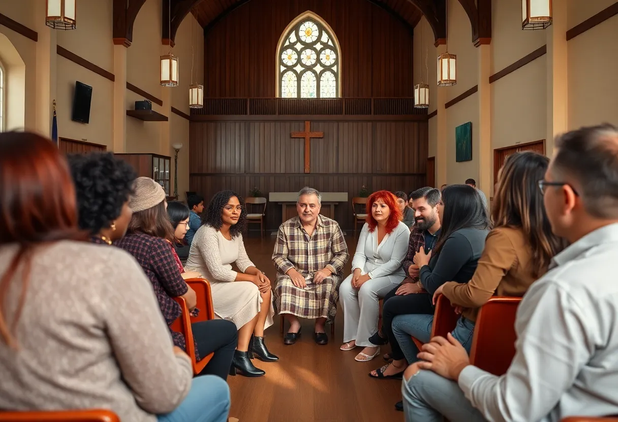 Community gathering at Grace Episcopal Church for the speaker series.