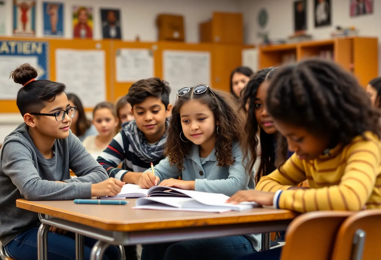 Diverse classroom promoting inclusiveness and transgender rights