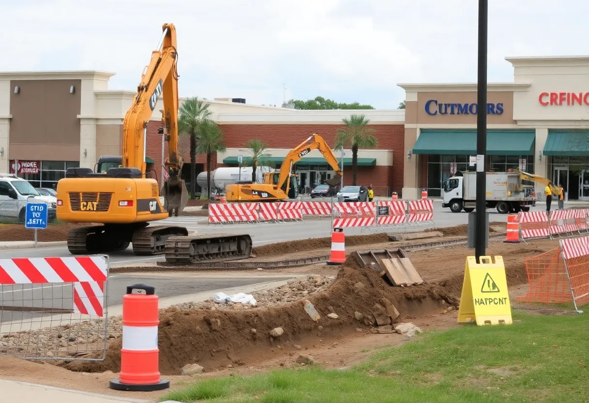 Construction site for drainage improvement project in Newport News